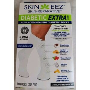 Skin Eez Unisex Skin Reparative‎ Adv. Healing Diabetic Socks Moisturizing L/XL
